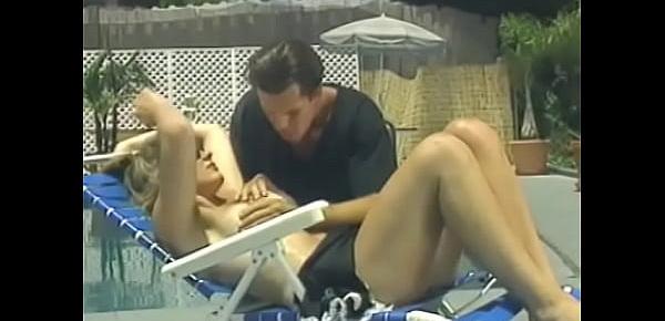  Blonde sweetie poolside gets her cunt licked and fucked by a stud